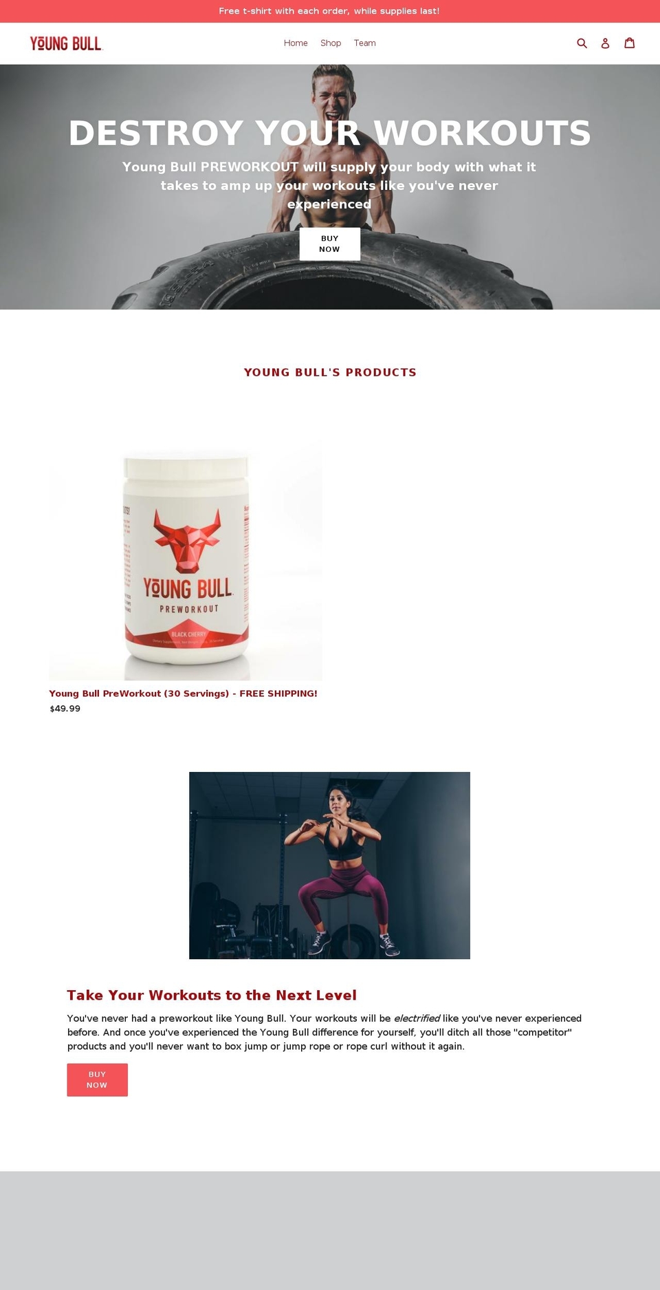 youngbullsupplements.com — Shopify storefront screenshot
