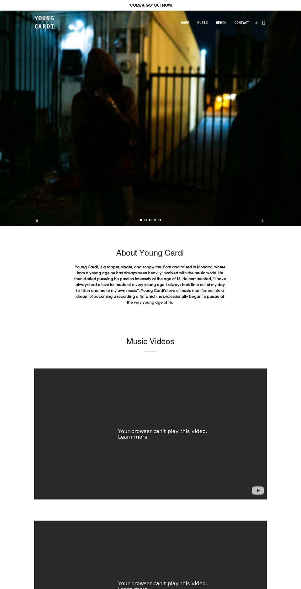 youngcardi.com shopify website screenshot