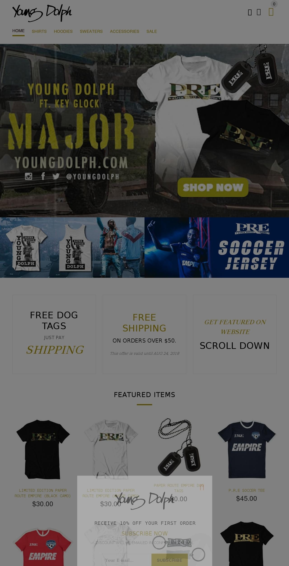 youngdolphshop.com — Shopify storefront screenshot