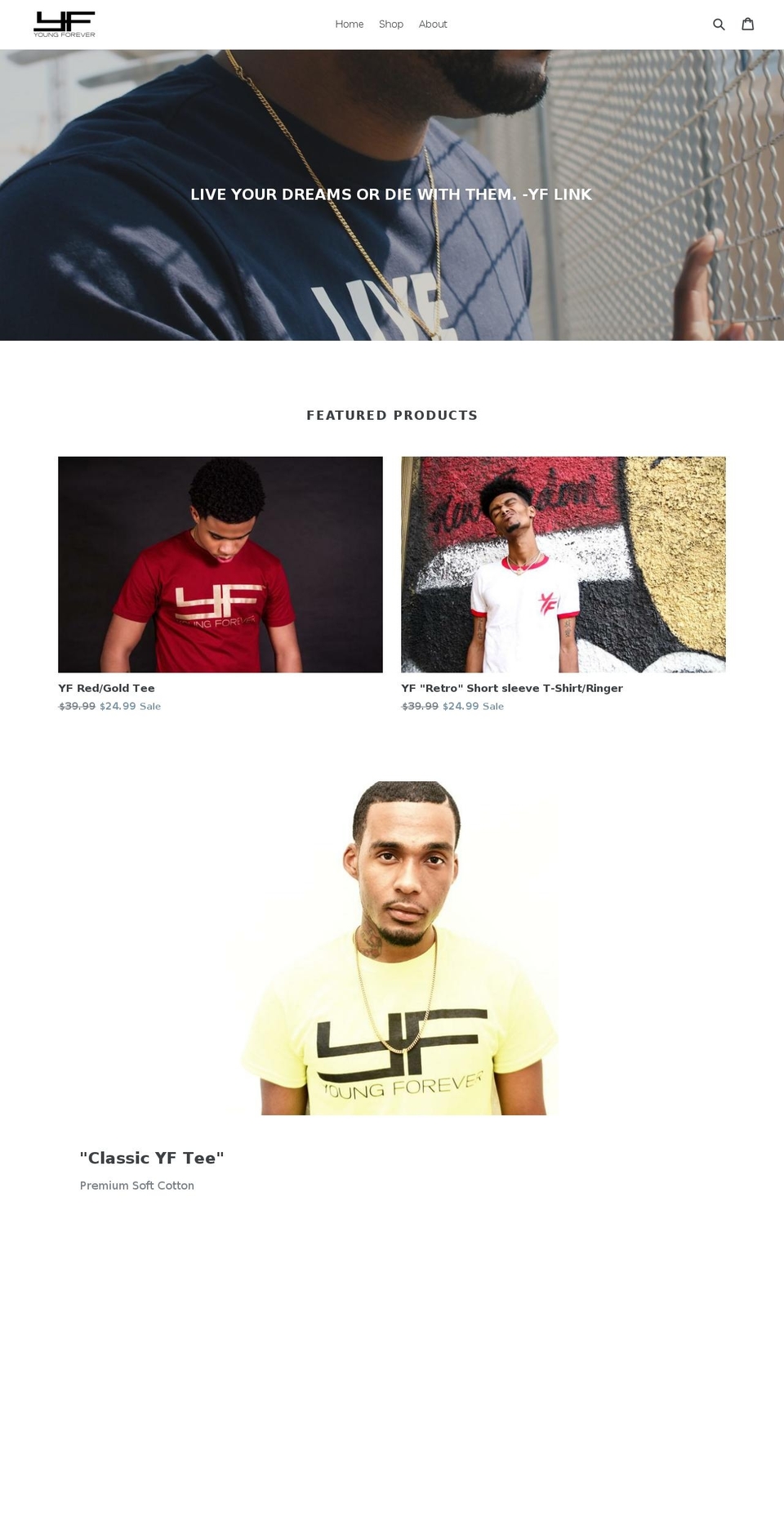 youngforeverapparel.com shopify website screenshot