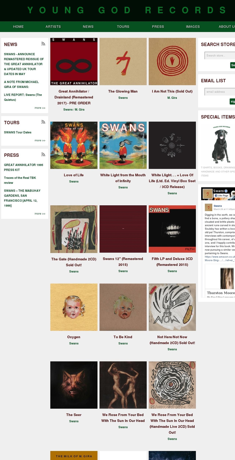 younggodrecords.com shopify website screenshot