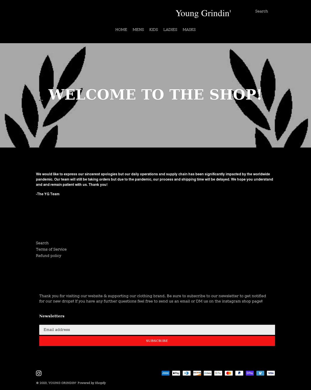 younggrindin.myshopify.com shopify website screenshot