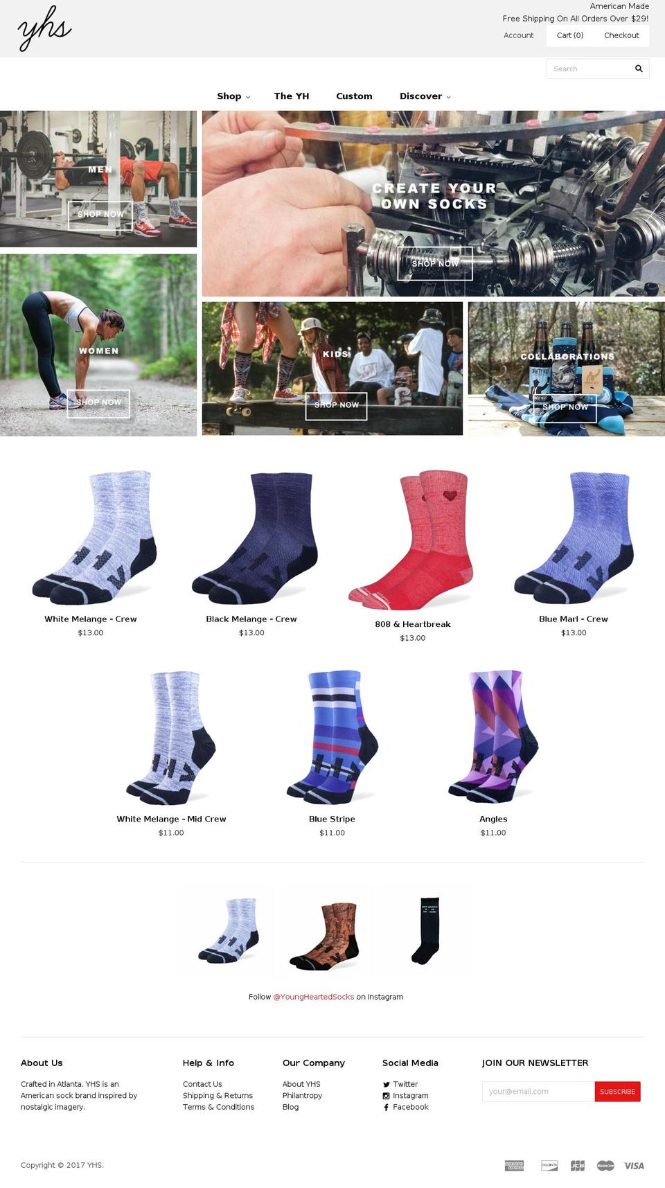 youngheartedsocks.com shopify website screenshot