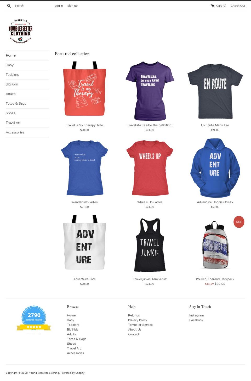 youngjetsetterclothing.com — Shopify storefront screenshot