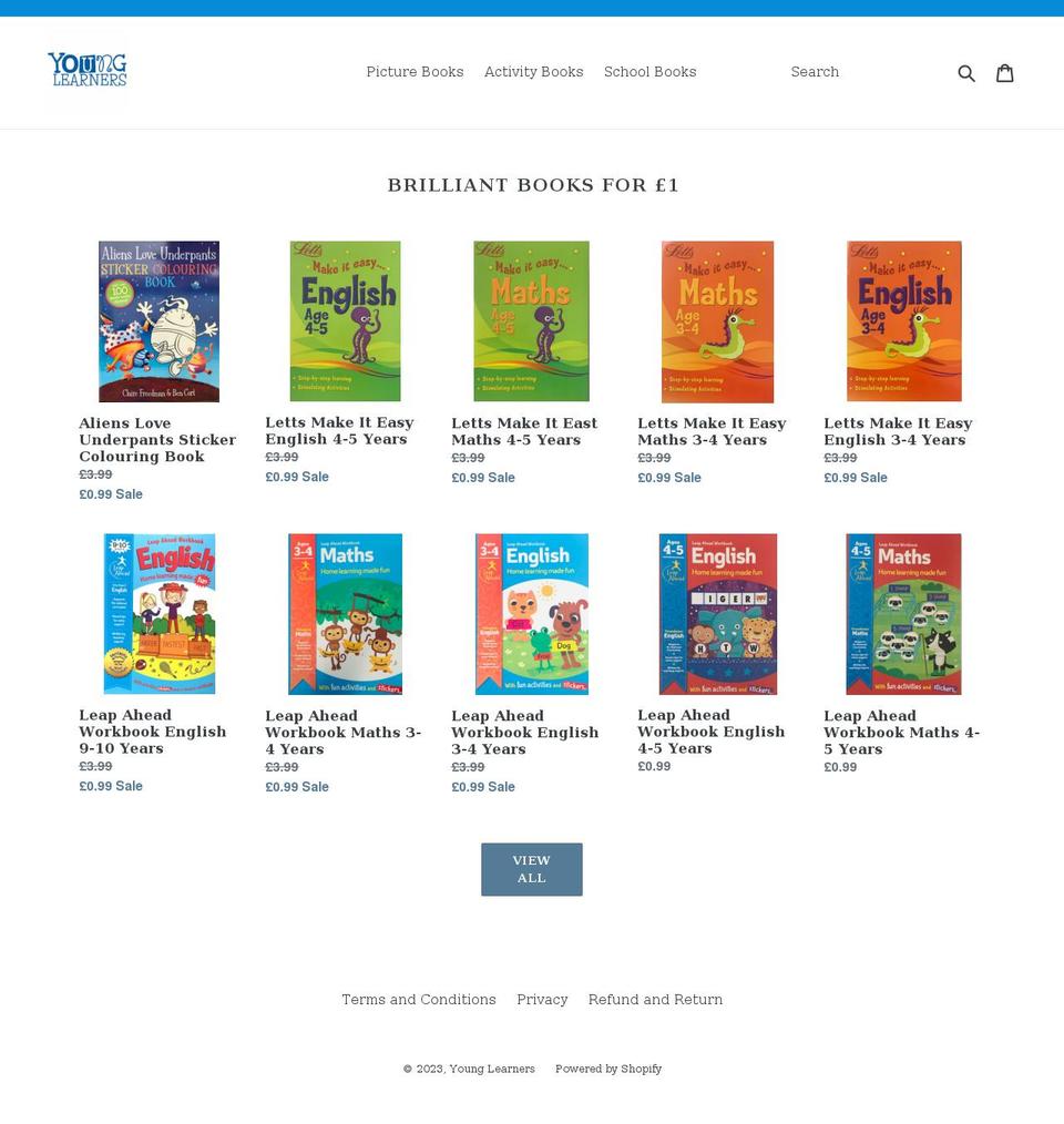 younglearners.co.uk shopify website screenshot