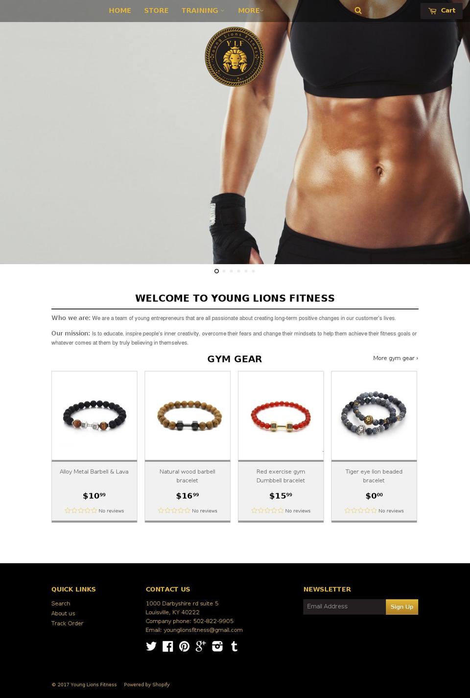 younglionsfitness.myshopify.com shopify website screenshot