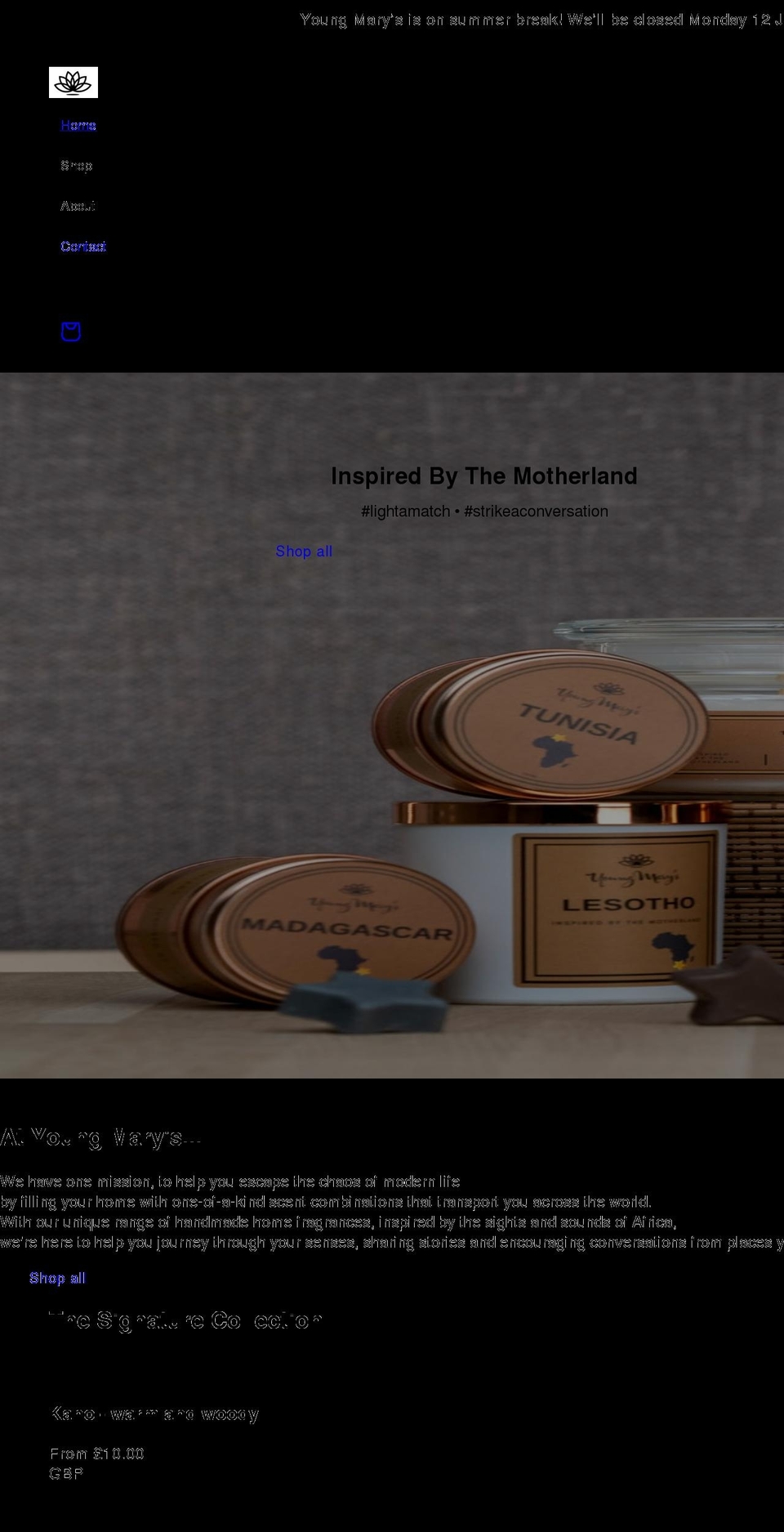 youngmarys.com shopify website screenshot