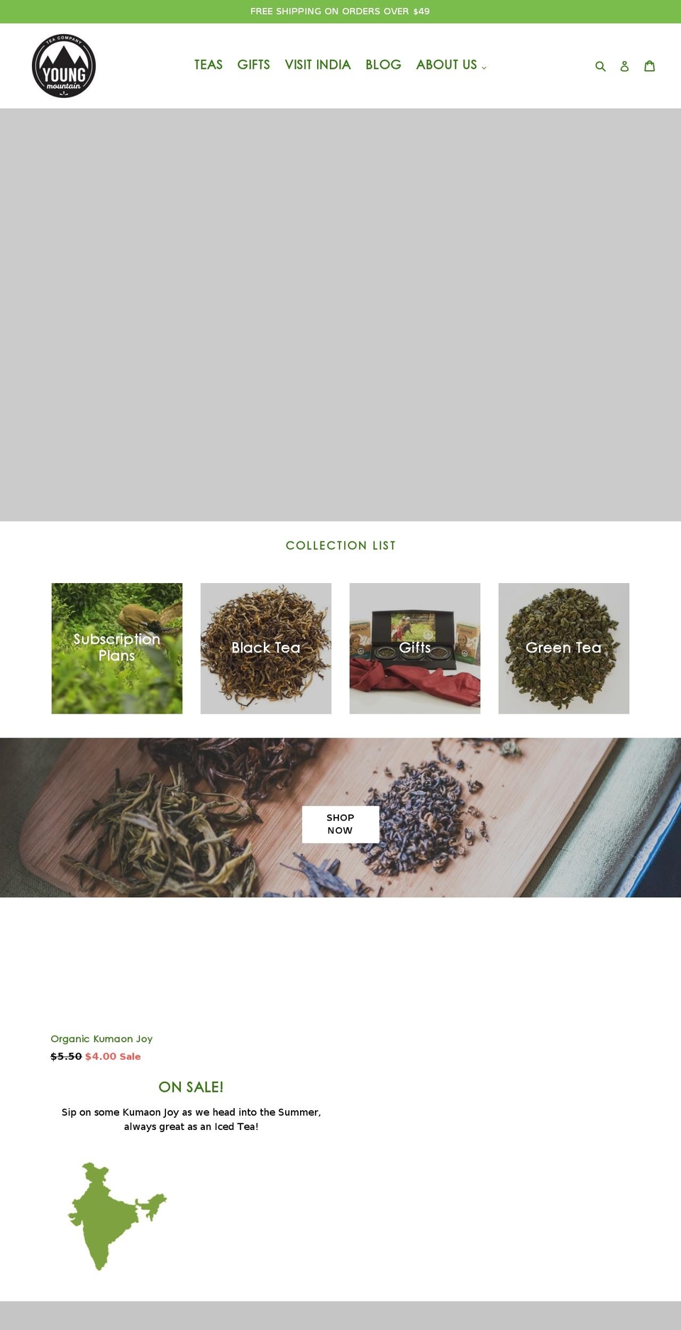 youngmountaintea.com shopify website screenshot