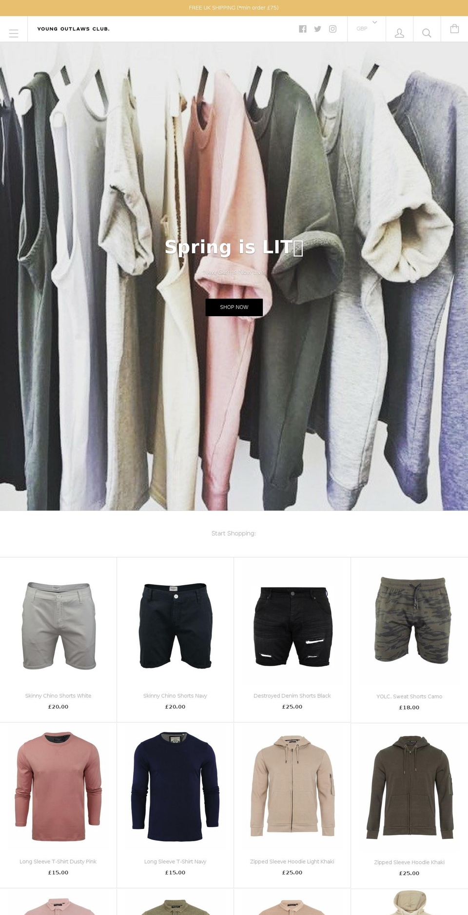 youngoutlaws.com shopify website screenshot