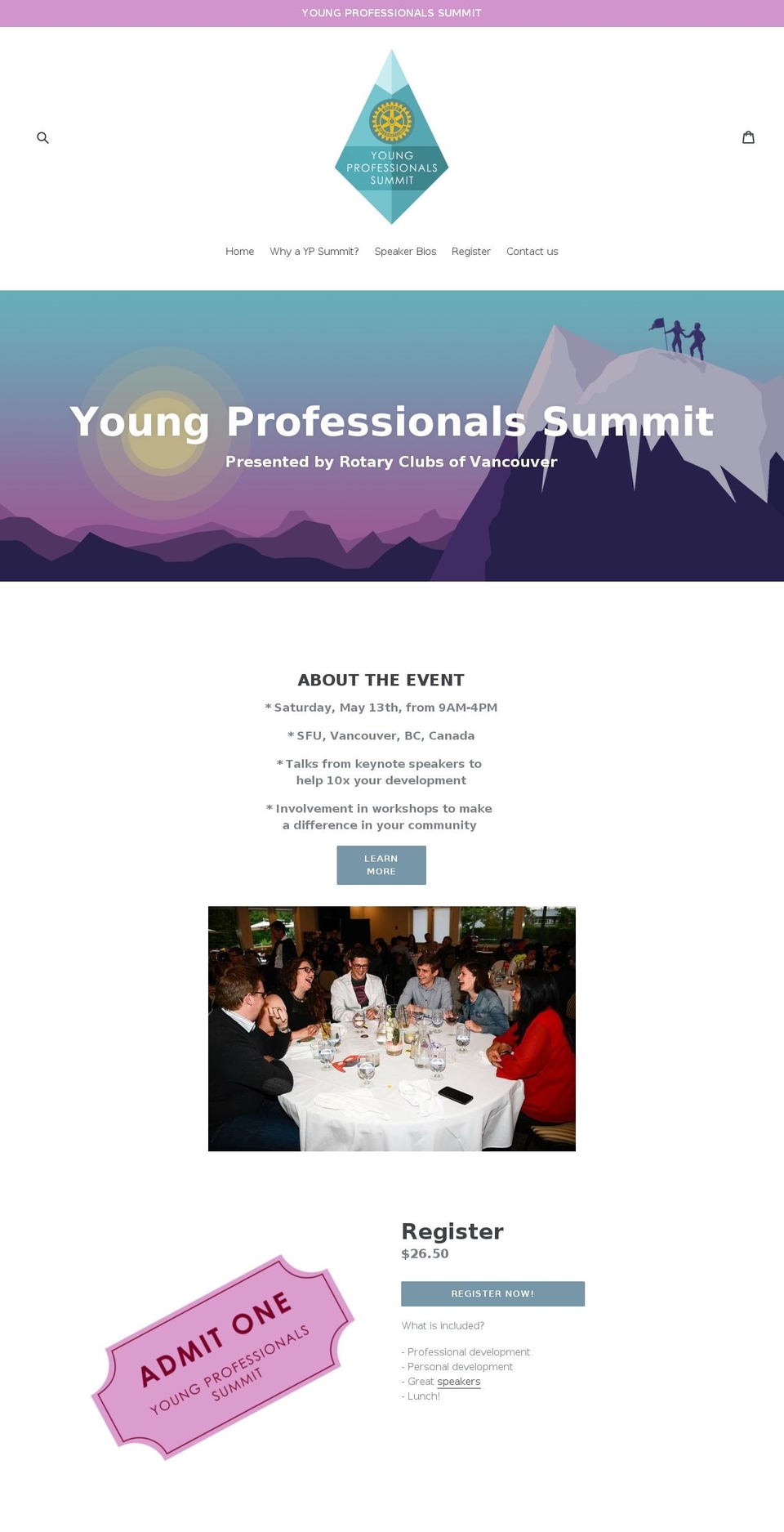 youngprofessionalssummit.com shopify website screenshot