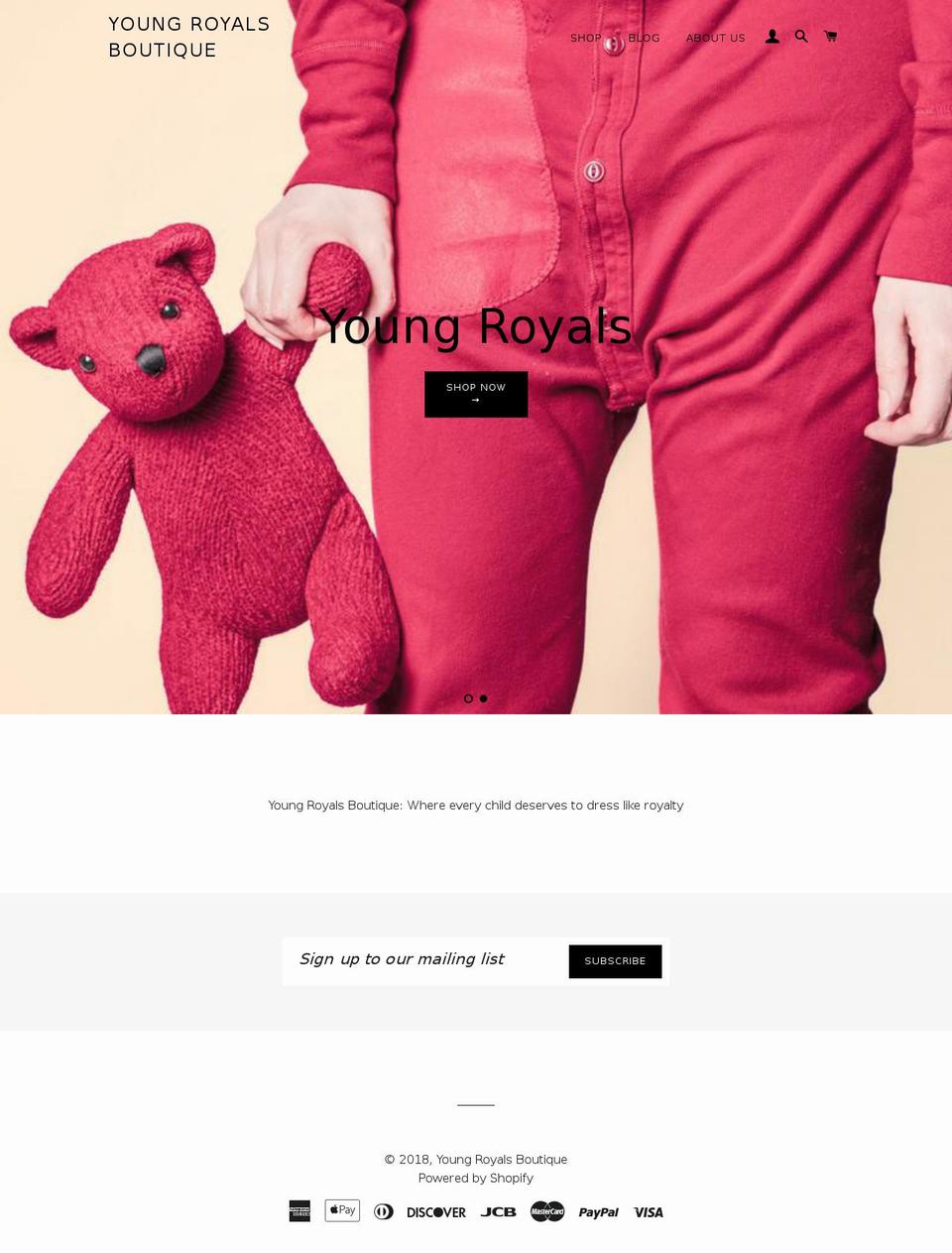 youngroyalsboutique.com — Shopify storefront screenshot