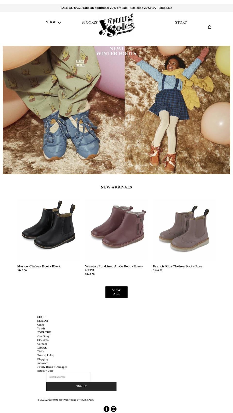 youngsoles.com.au shopify website screenshot