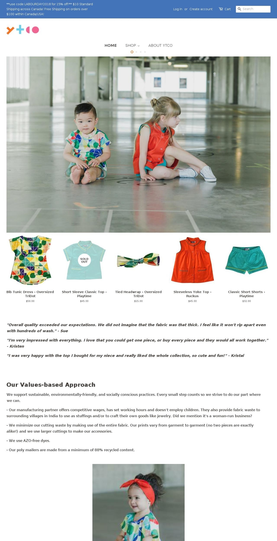 youngthingsco.com — Shopify storefront screenshot