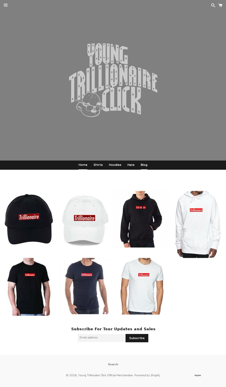 youngtrillionaireclothing.com — Shopify storefront screenshot