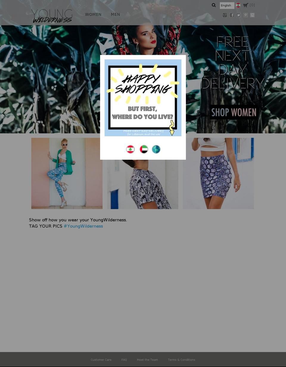 youngwilderness.com shopify website screenshot