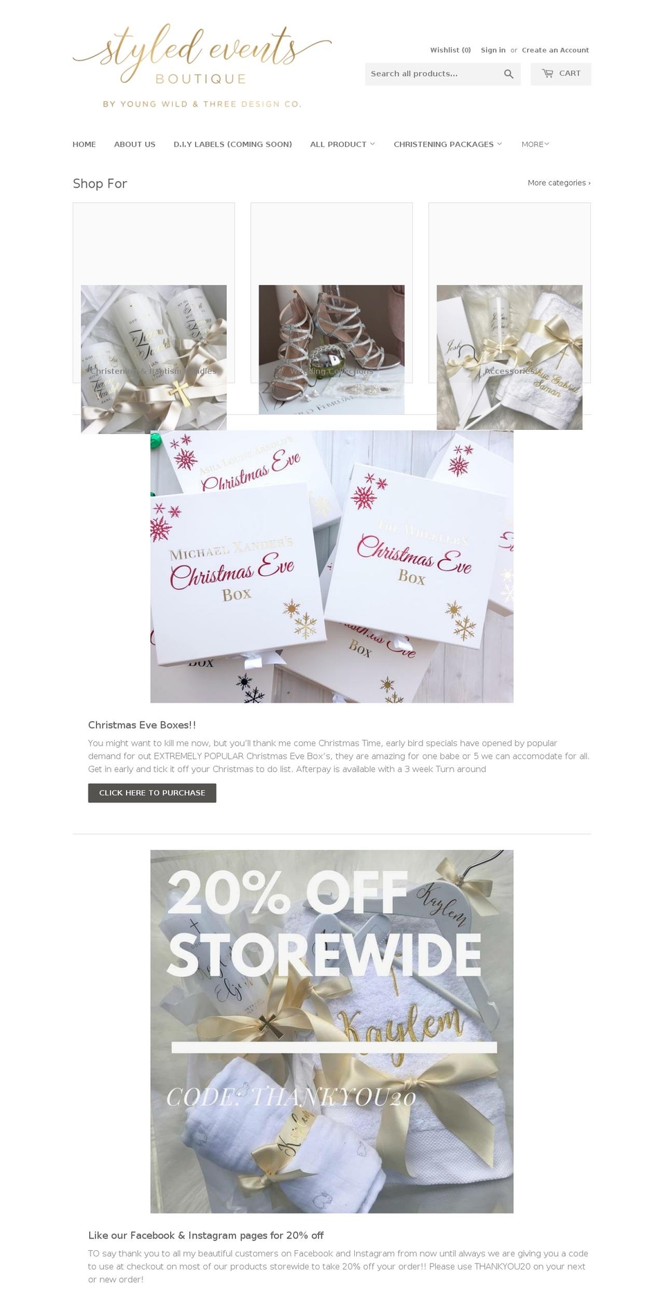 youngwildnthreedesignco.com — Shopify storefront screenshot