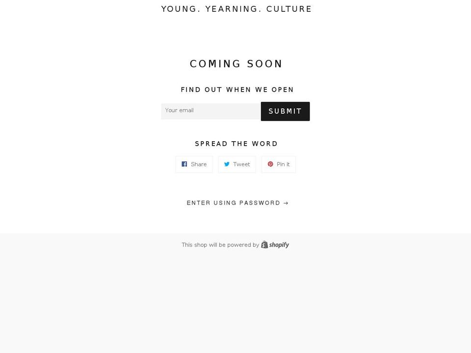 youngyearningculture.com shopify website screenshot