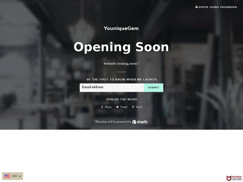youniquegem.com — Shopify storefront screenshot