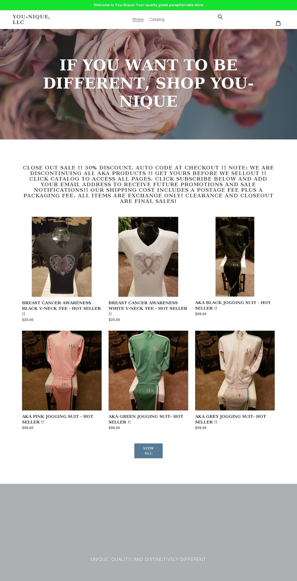 youniquegreekpara.com shopify website screenshot