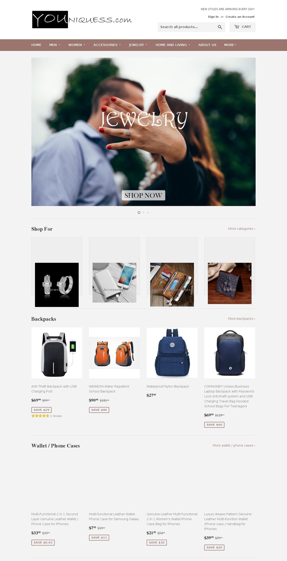 youniquess.com — Shopify storefront screenshot