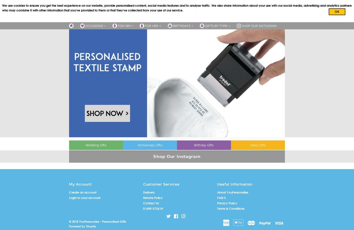 youpersonalise.co.uk shopify website screenshot