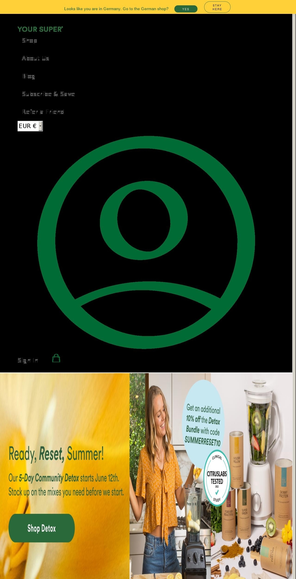 your-superfoods-eu.myshopify.com shopify website screenshot