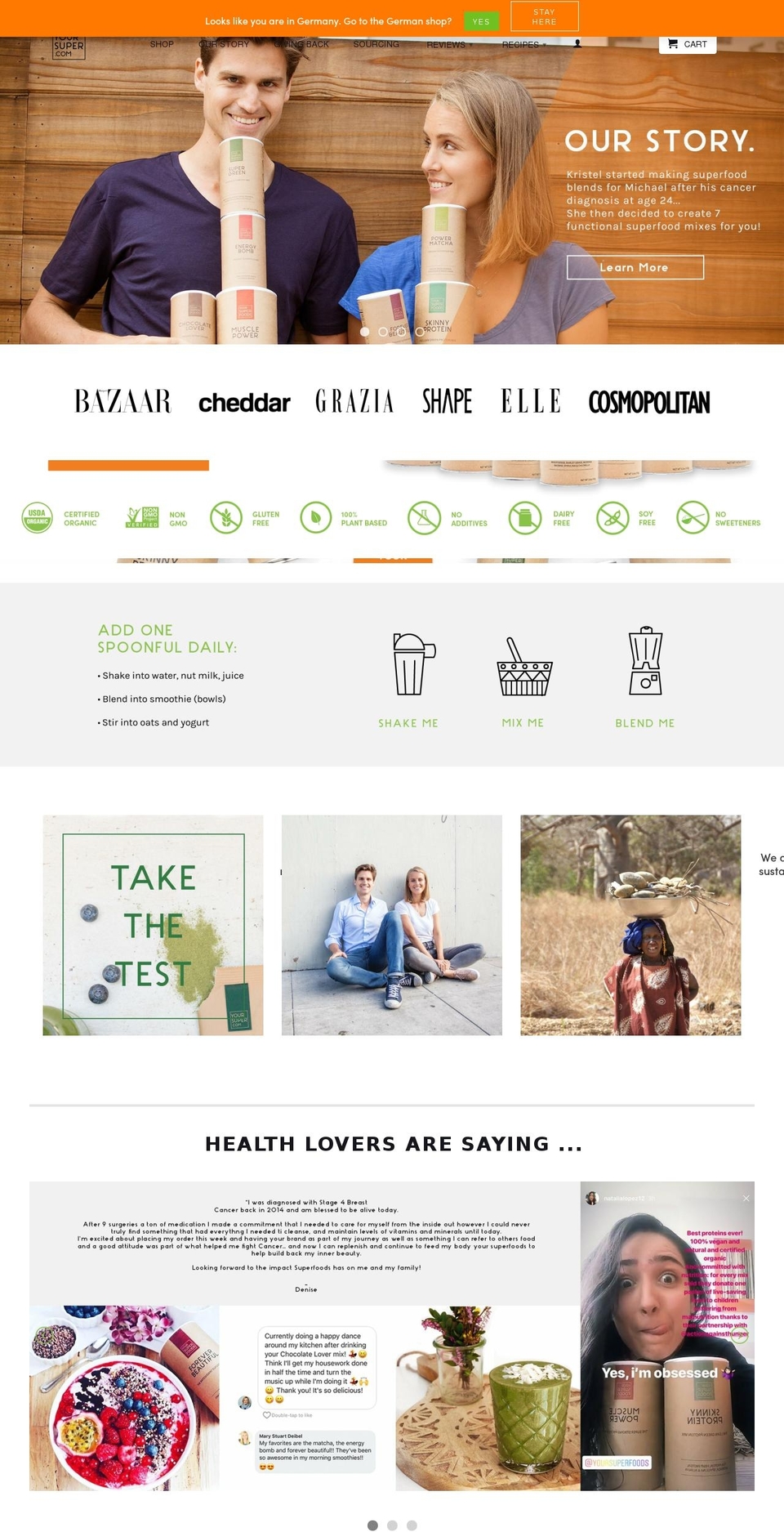 your-superfoods.com shopify website screenshot
