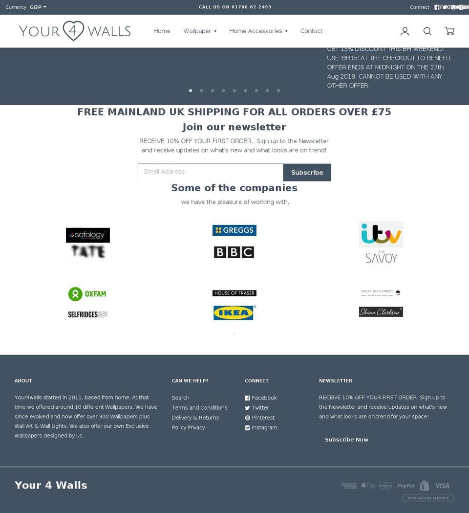 your4walls.co.uk shopify website screenshot