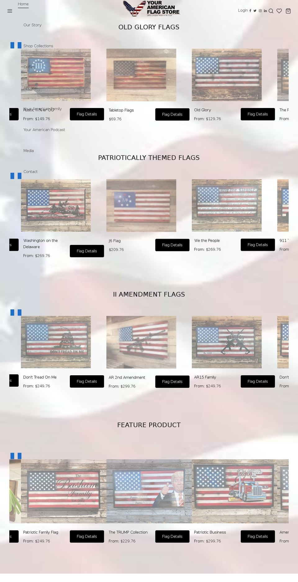 youramericanflagstore.com — Shopify storefront screenshot
