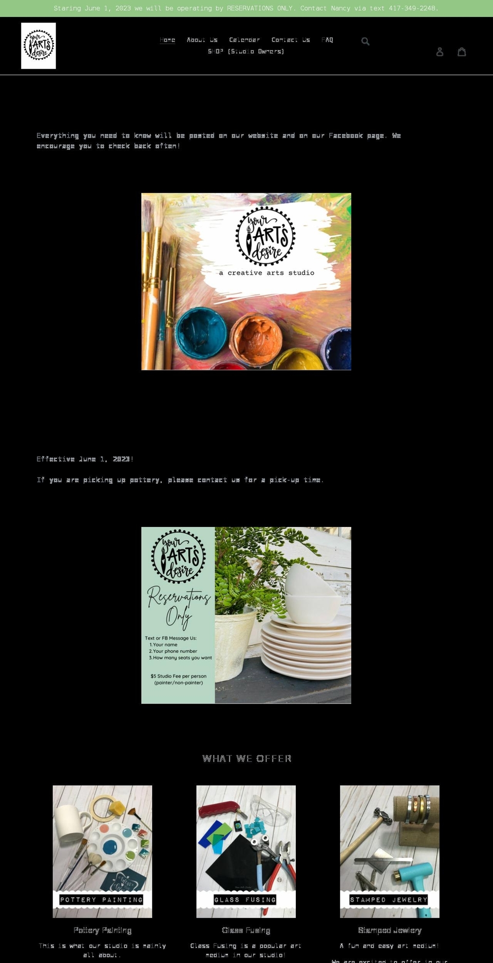 yourartsdesire.studio shopify website screenshot