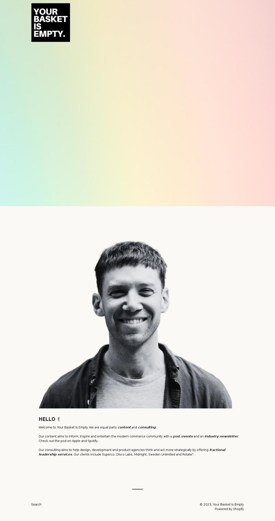 yourbasketisempty.com shopify website screenshot