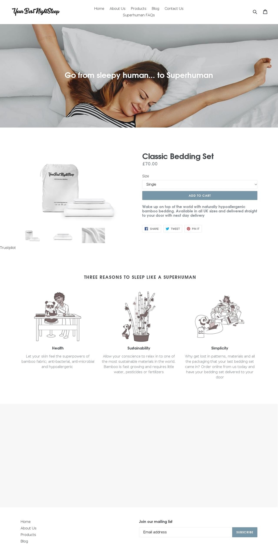yourbestnightsleep.com — Shopify storefront screenshot