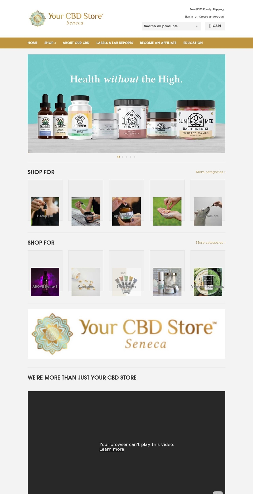 yourcbdstoreseneca.com shopify website screenshot