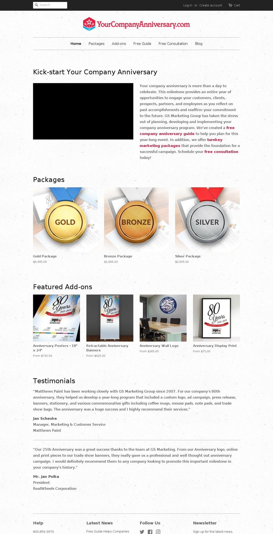 yourcompanyanniversary.com — Shopify storefront screenshot