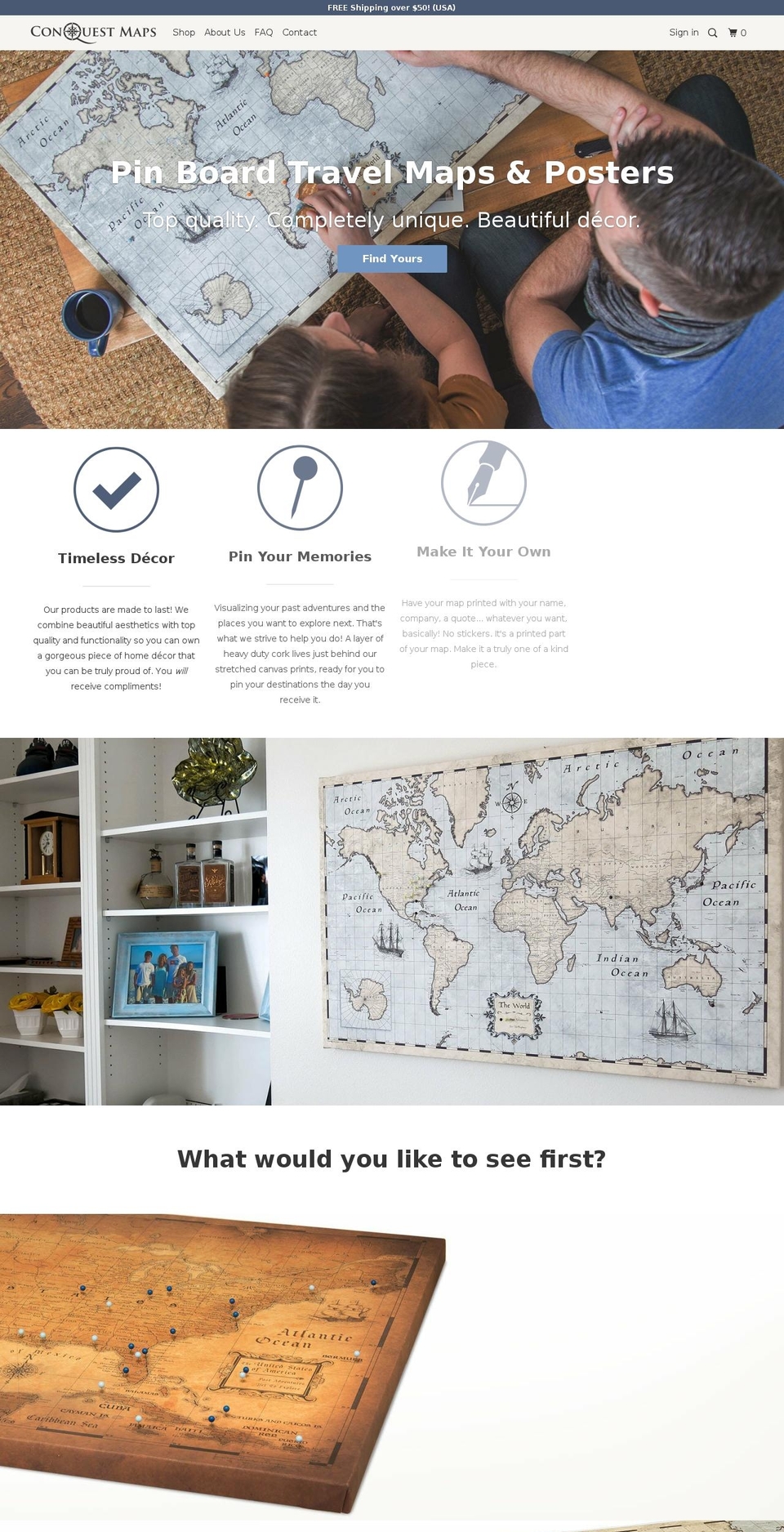 yourconquestmaps.com shopify website screenshot