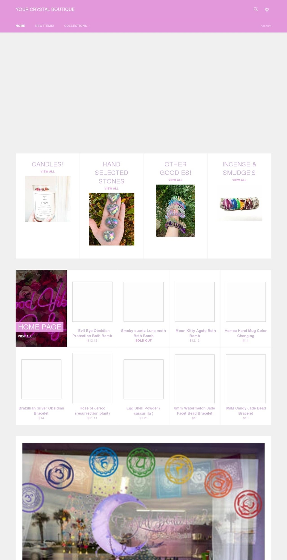 yourcrystalboutique.com shopify website screenshot