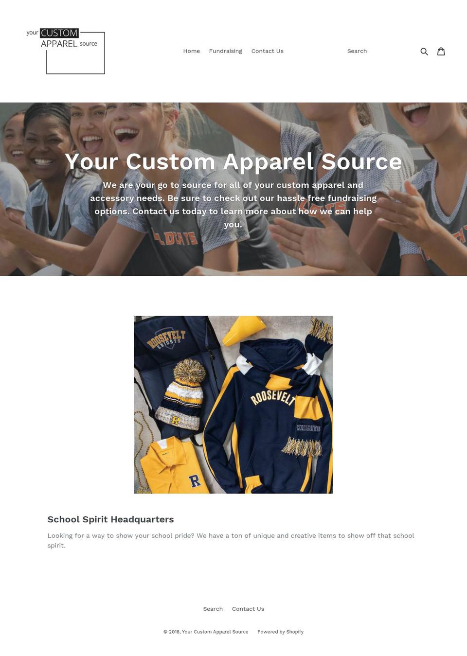 yourcustomapparelsource.com — Shopify storefront screenshot