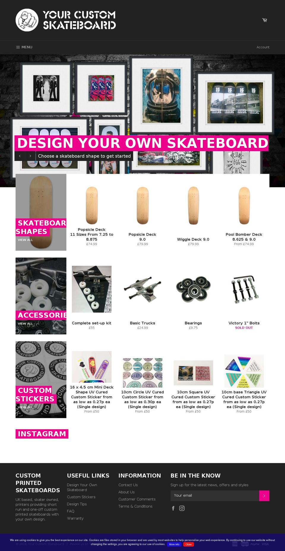 yourcustomskateboard.co.uk shopify website screenshot