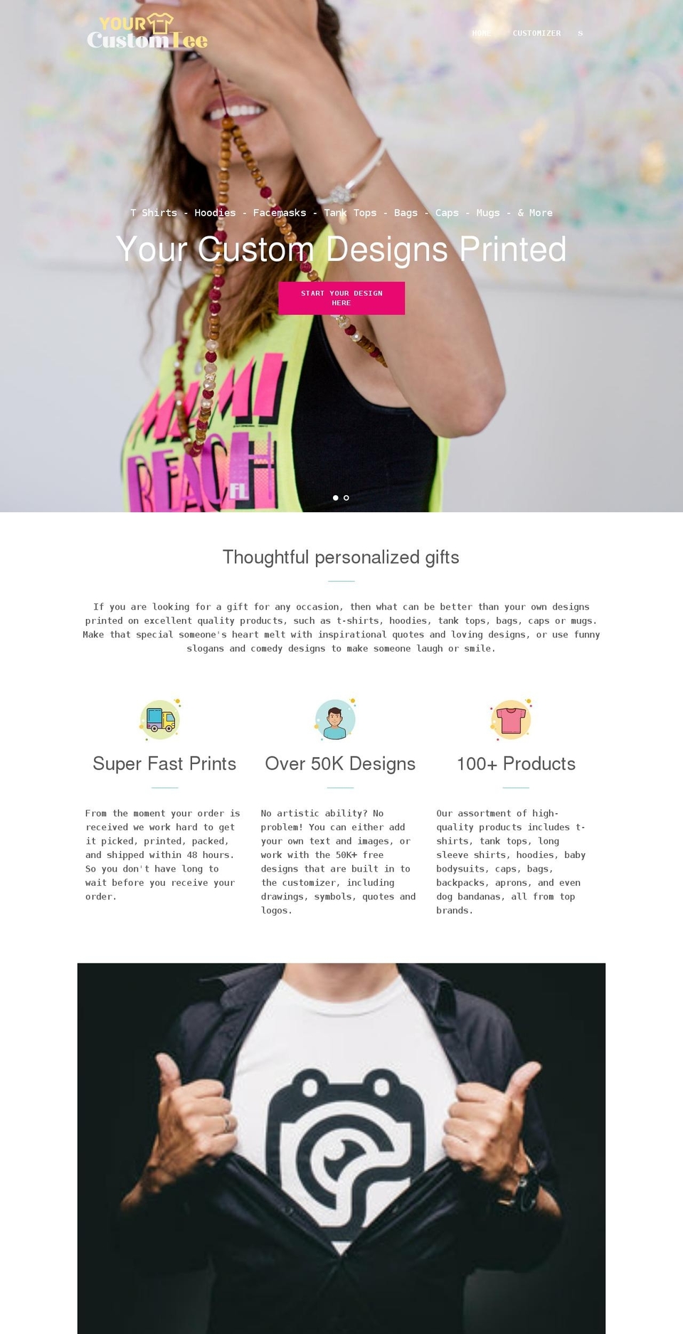 Print-theme Shopify theme site example yourcustomtee.com