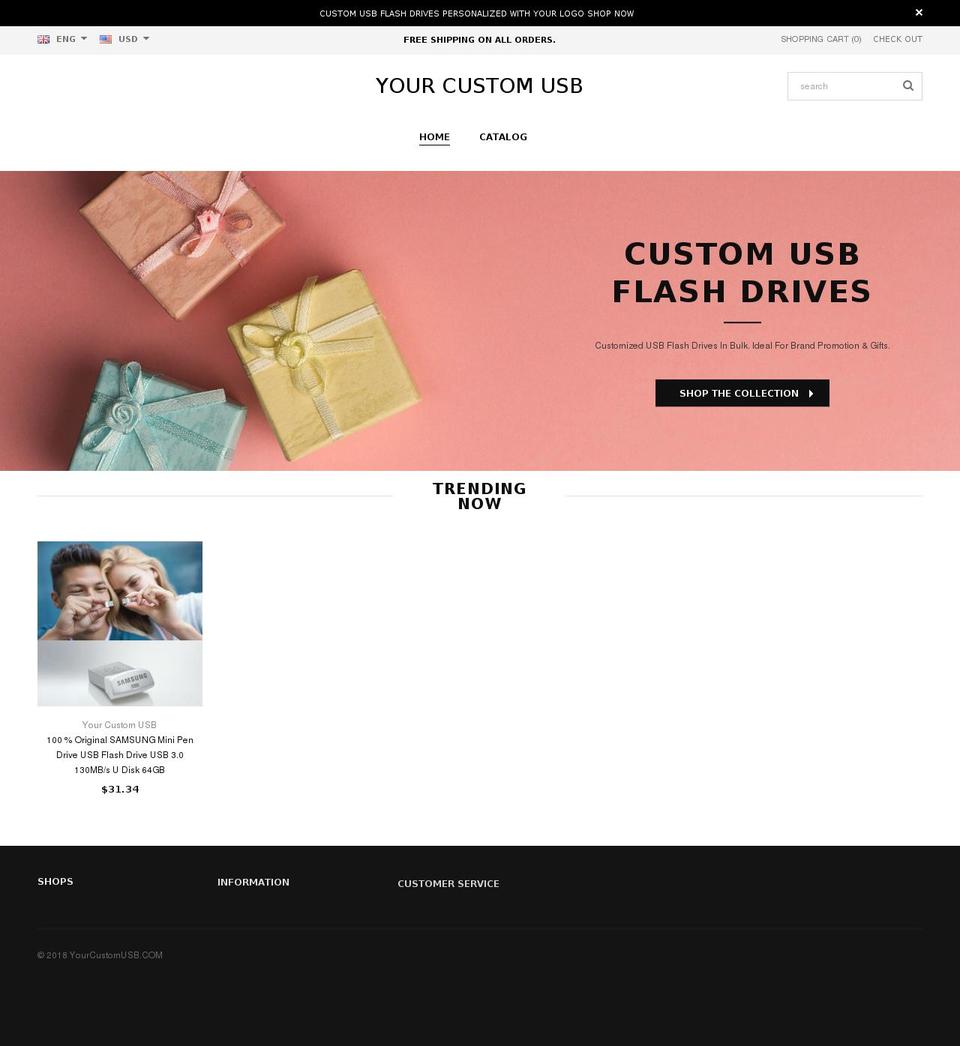 yourcustomusb.com — Shopify storefront screenshot