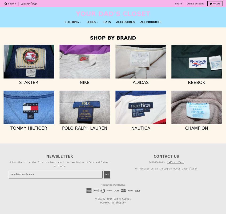 yourdadscloset.store shopify website screenshot