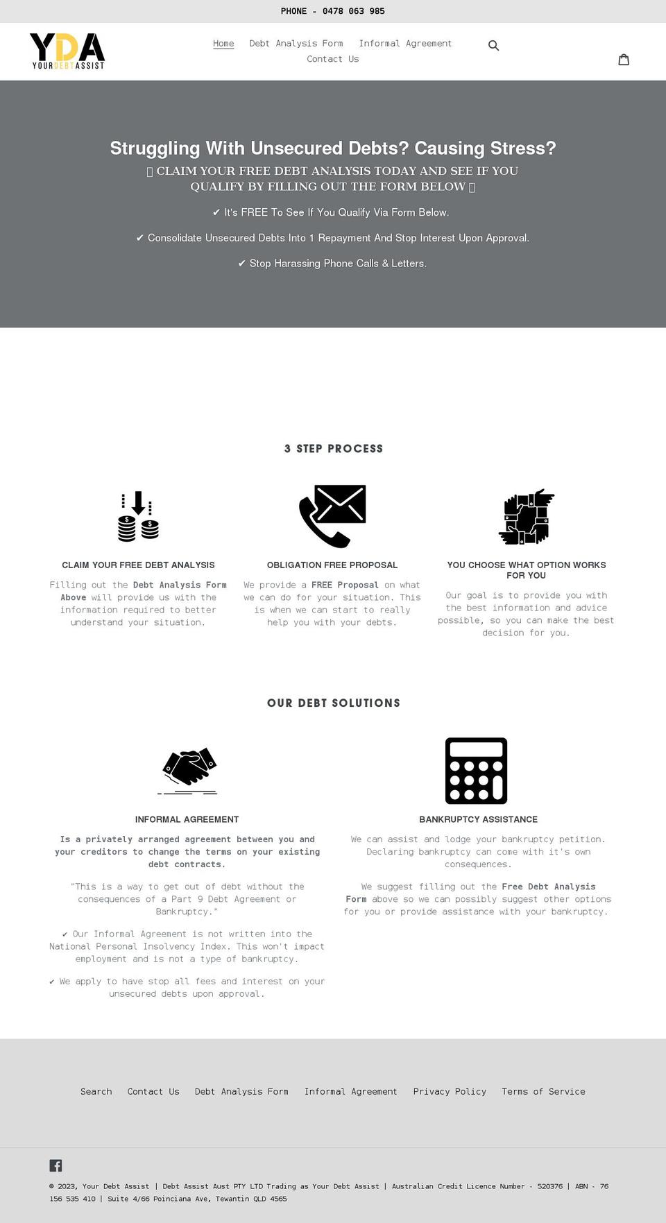 yourdebtassist.com.au shopify website screenshot