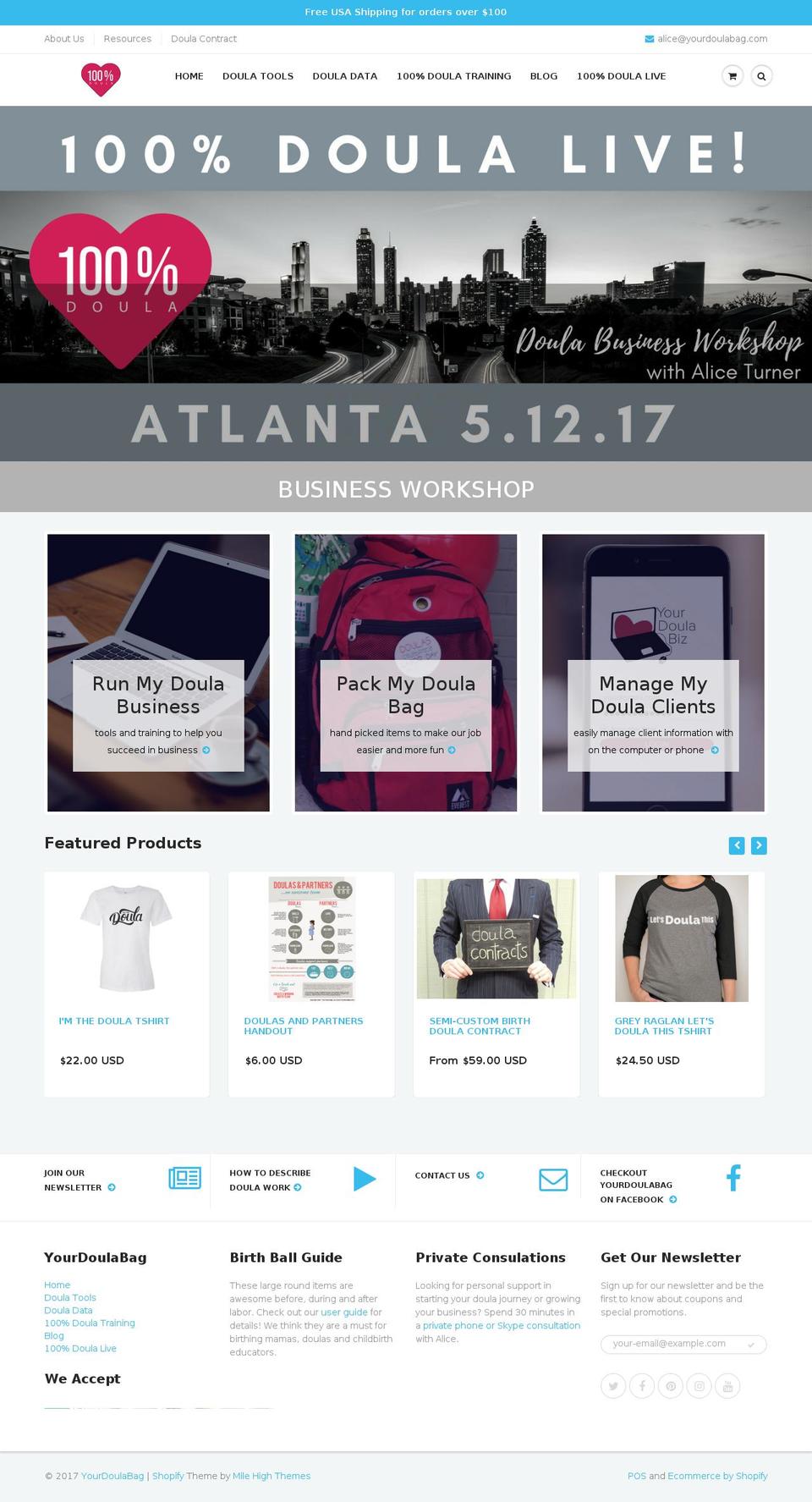 yourdoulabag.com shopify website screenshot