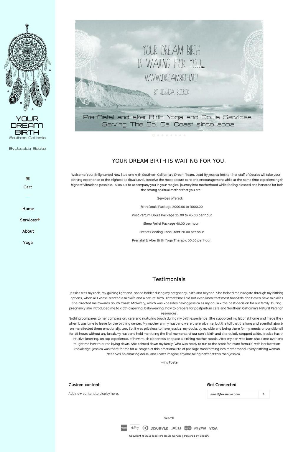 yourdreambirth.net shopify website screenshot