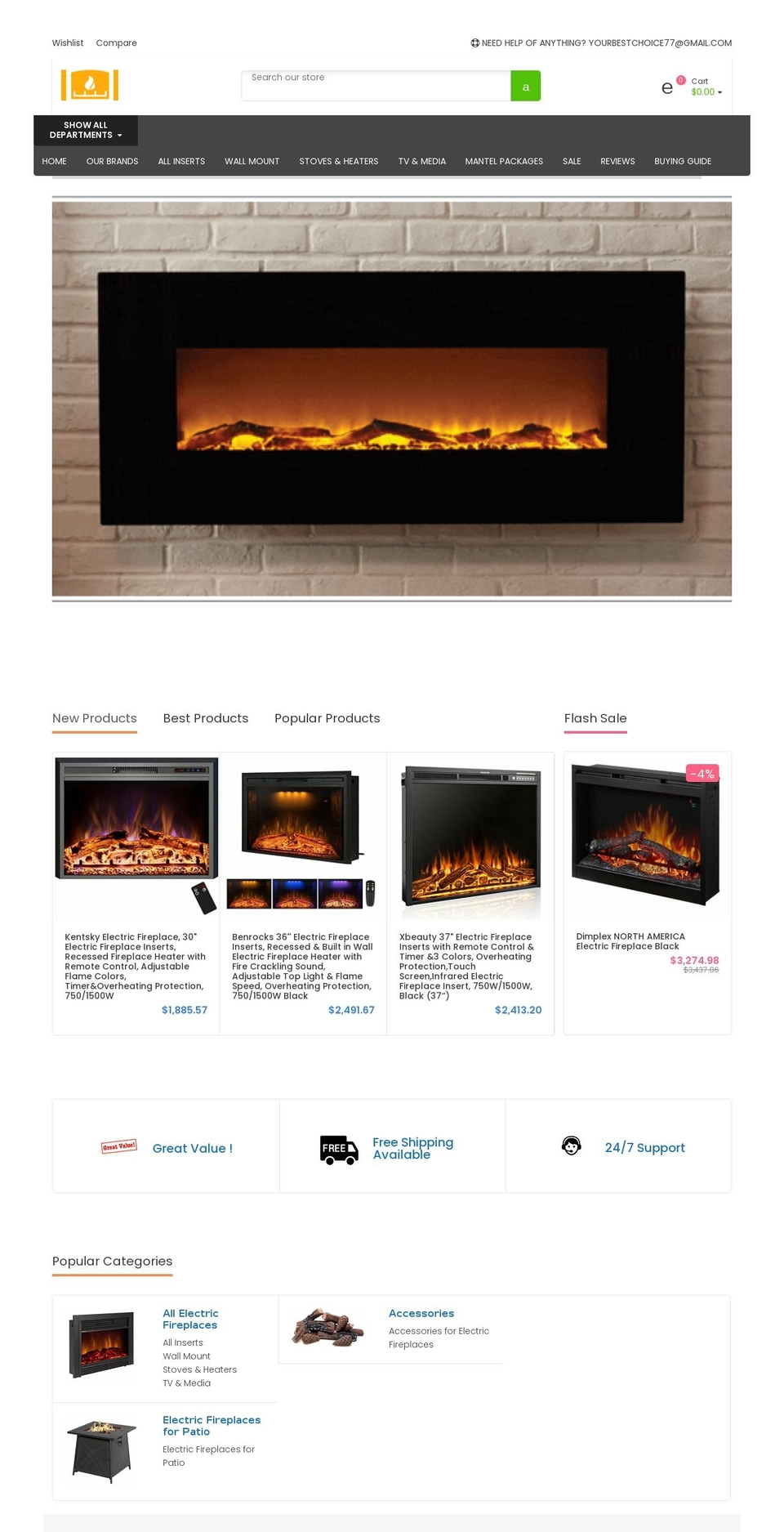 shopier-source-drag-drop-v-- Shopify theme site example yourelectricfireplace.com