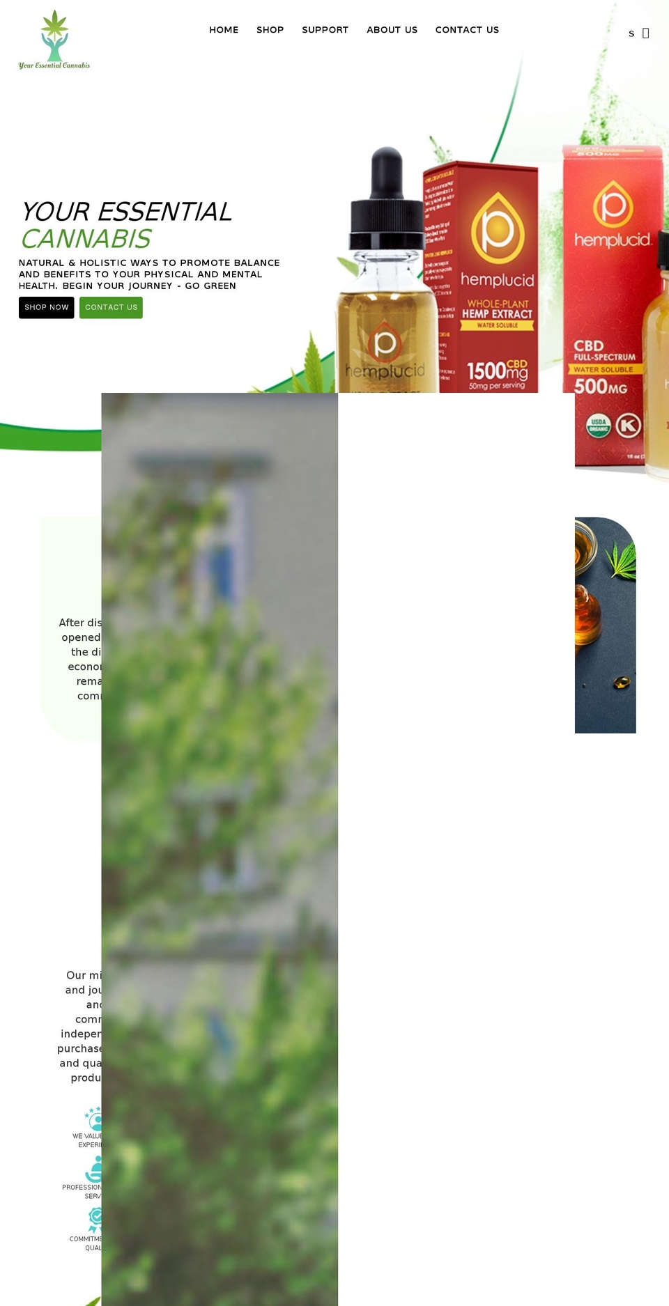 youressentialcannabis.com shopify website screenshot