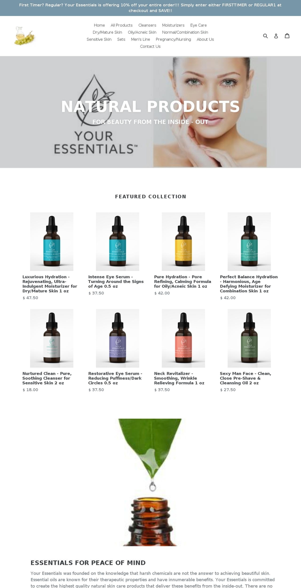 youressentialsproducts.com shopify website screenshot