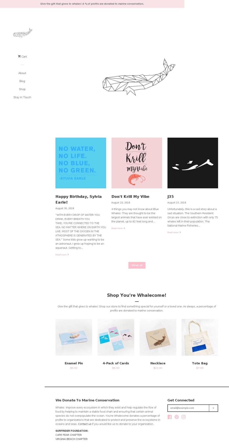 yourewhalecome.com — Shopify storefront screenshot