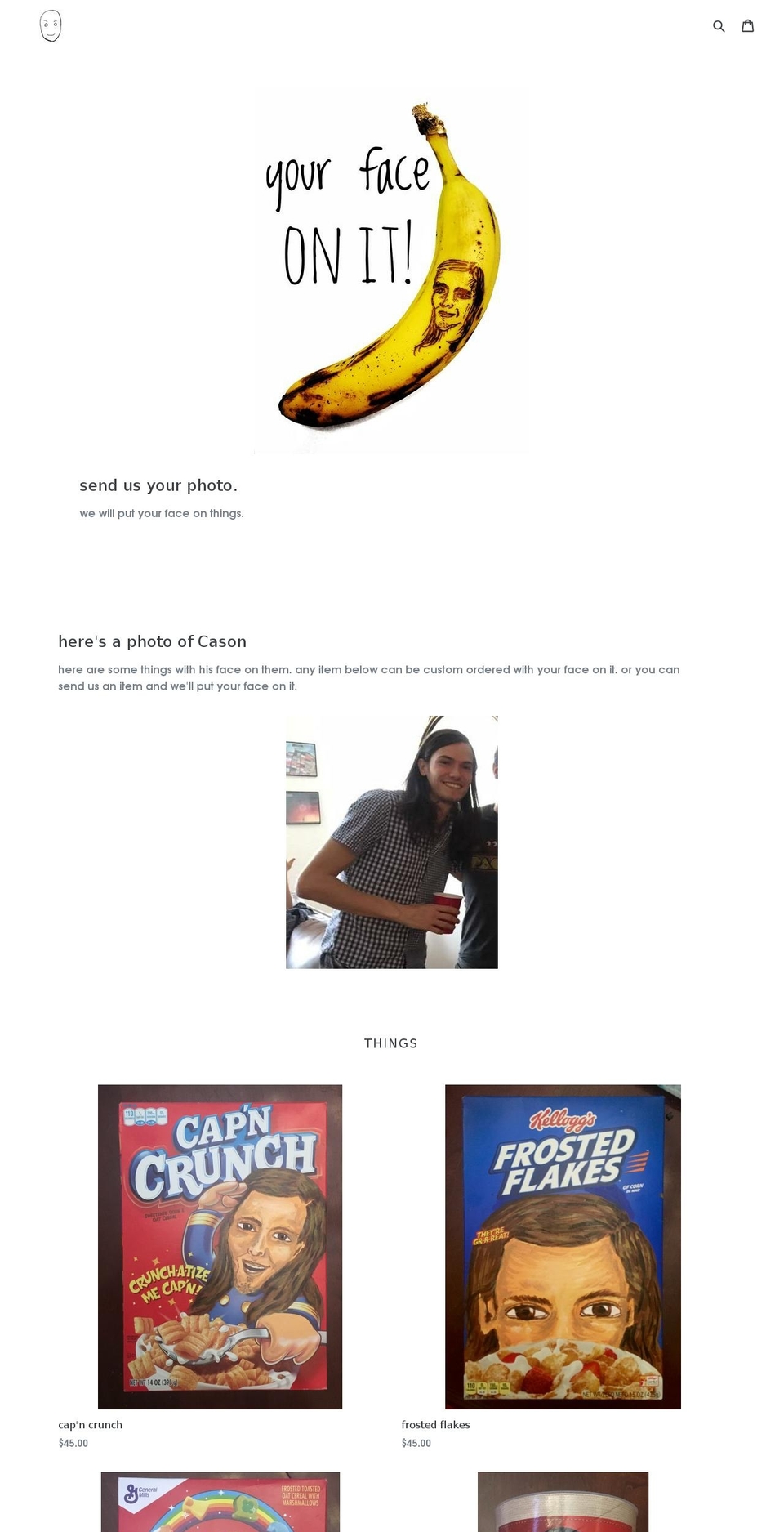 yourfaceonit.com — Shopify storefront screenshot