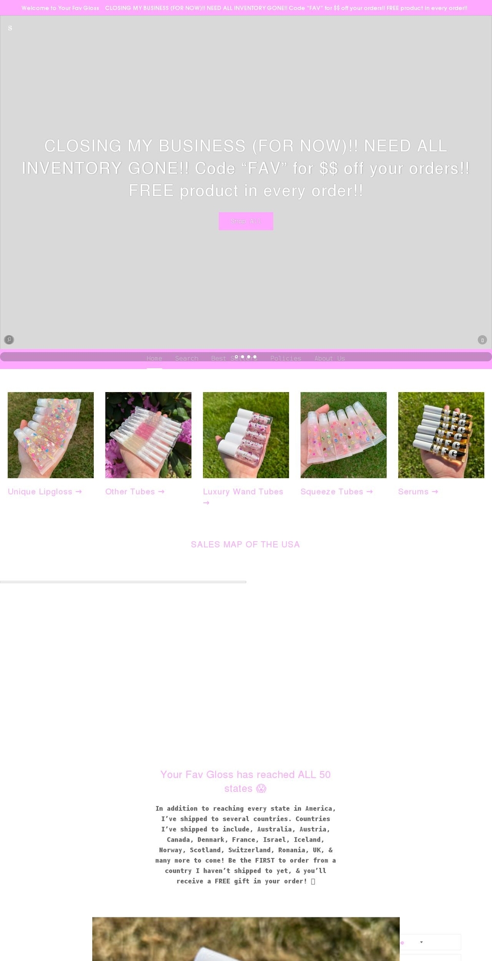 yourfavgloss.com shopify website screenshot